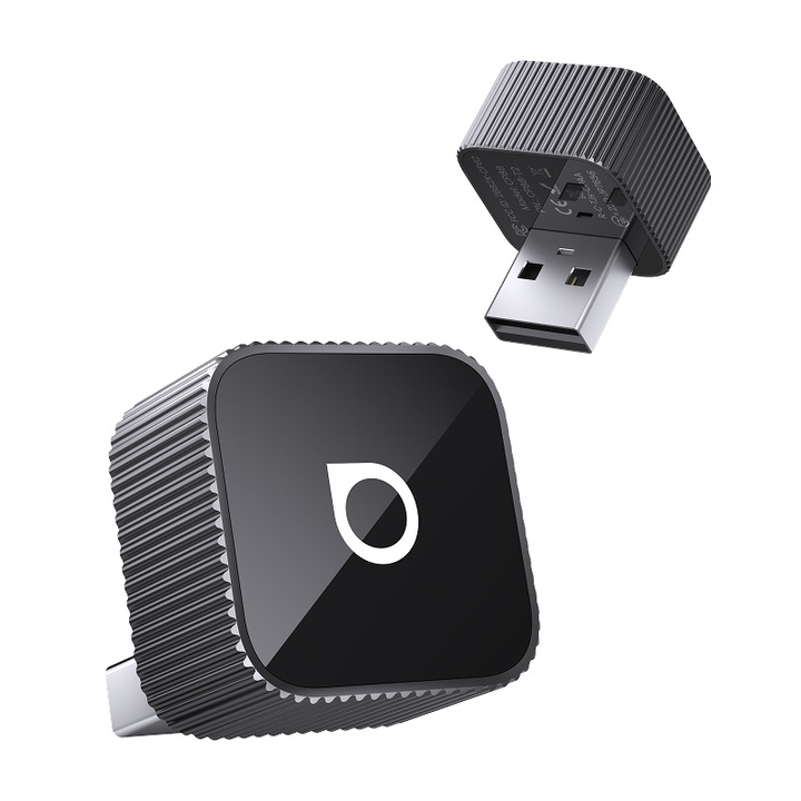 Adaptor Wireless Ottocast CP88-T2 CarPlay Mini Cube 3.0 2025 si Android Auto, Plug and Play 2-in-1, Negru