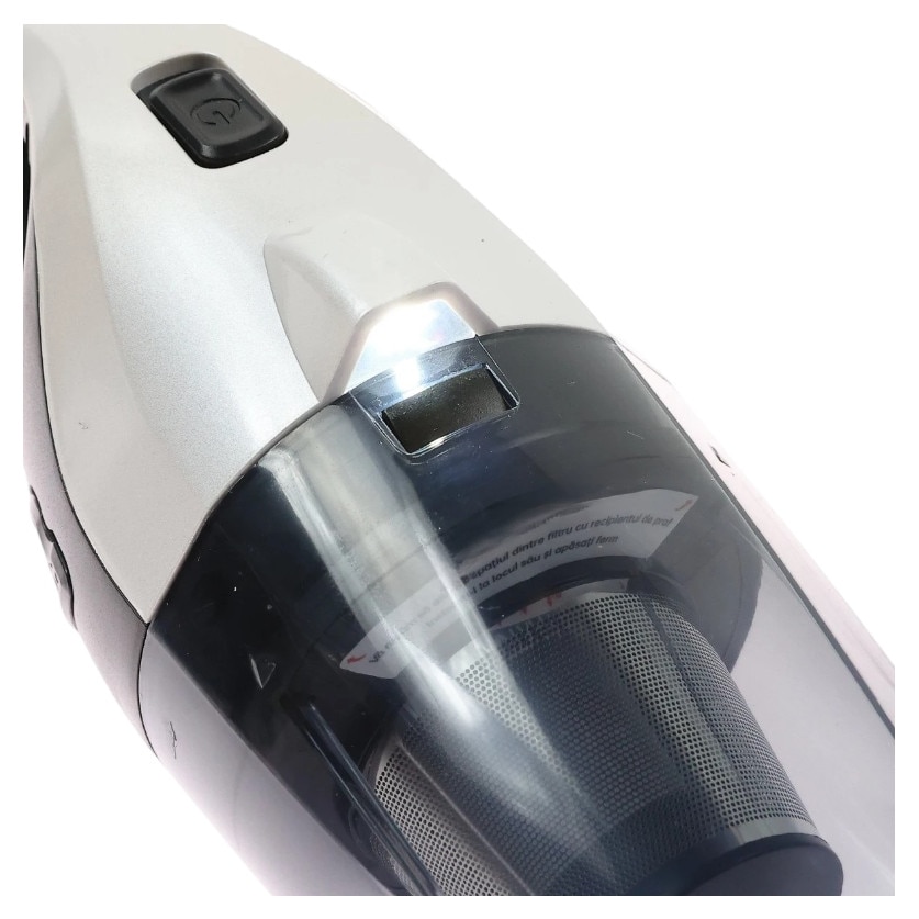 Aspirator de mână cu acumulator, 150 W, capacitate 450 ml, filtrare HEPA, 37x10x11 cm, alb/negru