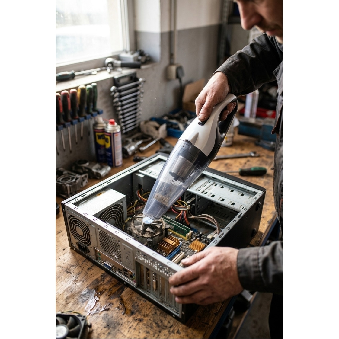 Aspirator de mână cu acumulator, 150 W, capacitate 450 ml, filtrare HEPA, 37x10x11 cm, alb/negru