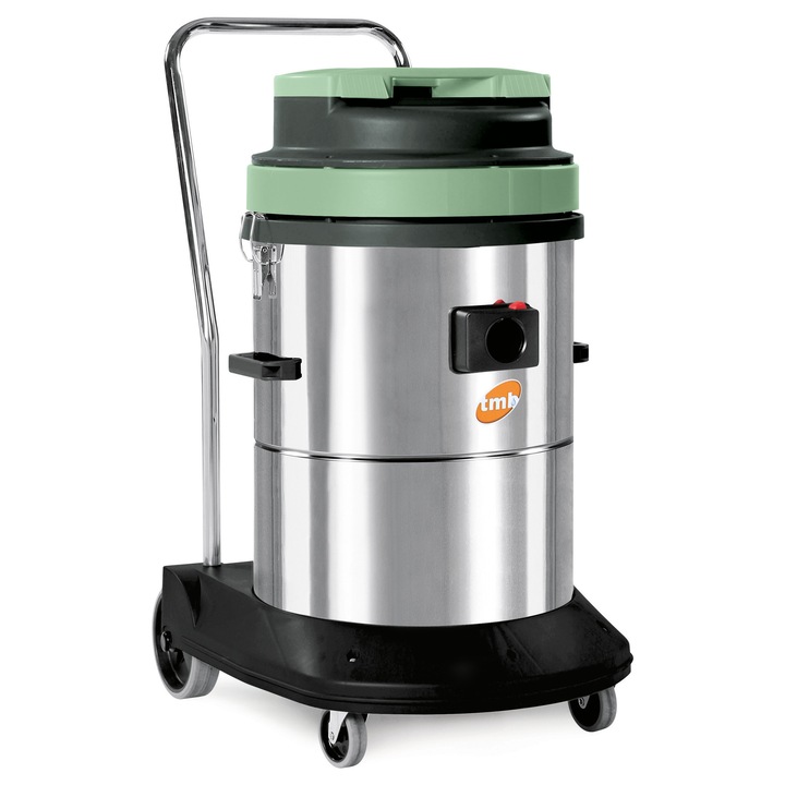 Aspirator umed/uscat TMB, 2 motoare, 2000W, inox 77l, cu roți și mâner transport