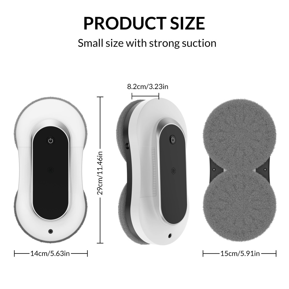 Robot de curatare a geamurilor cu pulverizare dubla de apa, putere de aspirare de 3000 Pa, detectare a marginilor, aplicatie si telecomanda, curatitor automat de geamuri pentru ferestre, gresie si usi de sticla
