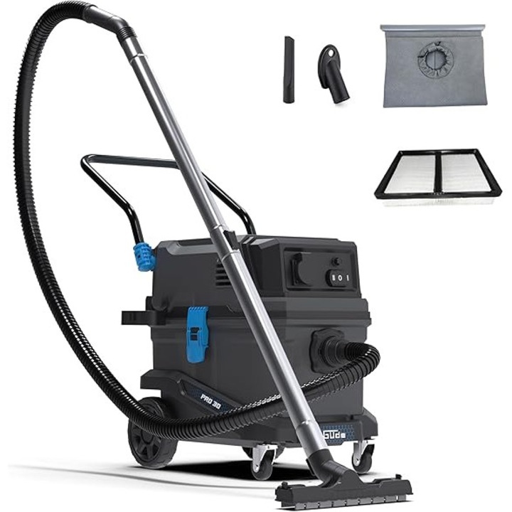 Aspirator umed/uscat, Gude Pro 30, 1800 W, capacitate 30 litri, filtru clasa L, furtun de aspirare 1, 5 m