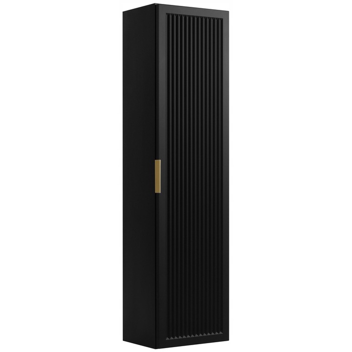 Dulap Baie Tip Coloana, Rodan, Negru, 35x136x25.5cm, MDF Si PAL, Set Manere In 3 Culori