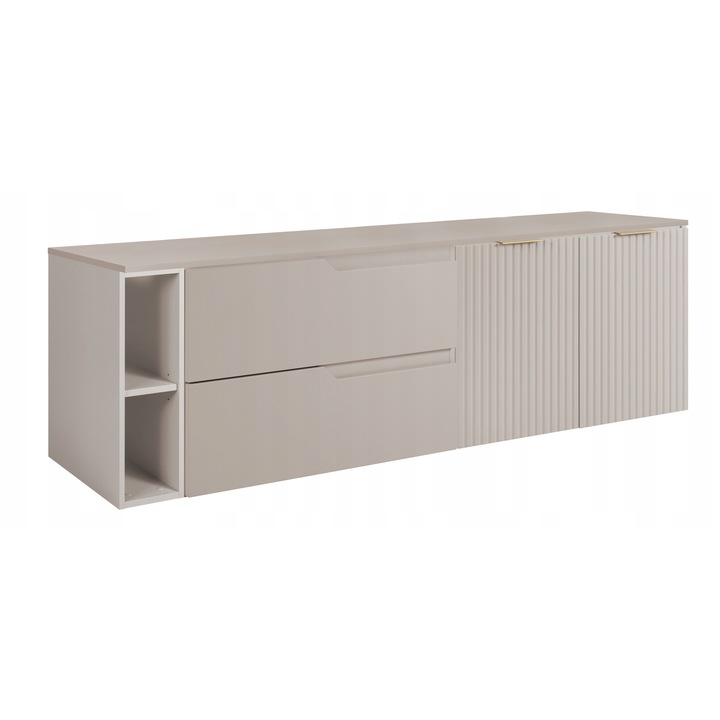 Dulap baie Rodan, 160x57x46 cm, Casmir, MDF, fronturi netede, mobilier de lux suspendat