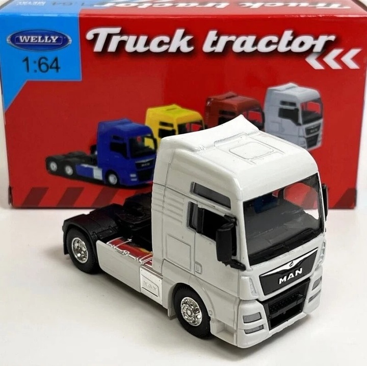 MAN TGX XXL 2 tengelyes nyerges vontató modell 1:64 fém replika fehér Welly