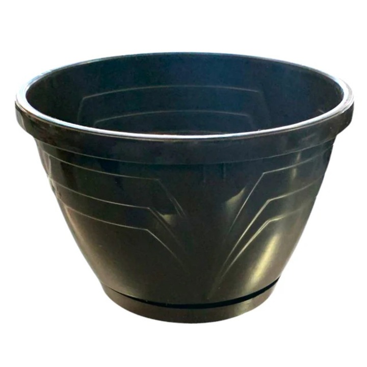 Ghiveci Lux cu Farfurie, plastic, maron-negru, 0, 8 l, numărul 3