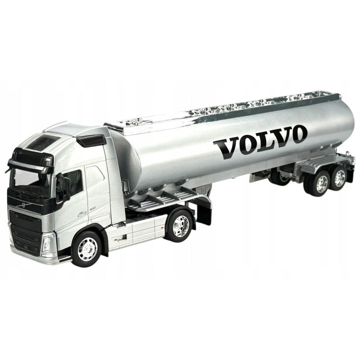 Volvo FH 4x2 tartálykocsi makett 1:32 méretarányú fém replika, ezüst