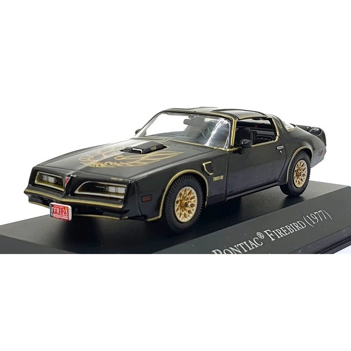 Pontiac Firebird 1977 modellautó 1:43 fém replika fekete arany