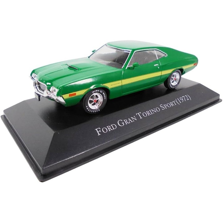 Ford Gran Torino Sport 1972 1:43 modellautó, fém replika, zöld