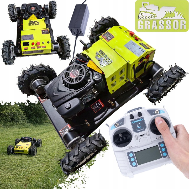 Robot tuns iarba Grassor MultiForce 500-G9 hibrid 4x4, motor Loncin 224cc 10CP, latime taiere 500mm, telecomanda 500m, 1100x800x450mm
