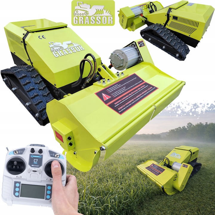 Grassor AgroForce 800E-10 elektromos fűnyíró, 80 cm, 3000 W, távirányító, 0-20 cm
