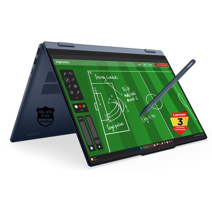 Лаптоп Lenovo IdeaPad 5 2-in-1 15AGP11 с AMD Ryzen AI 7 445 (2.0/4.6GHz, 8M), 32 GB, 512GB M.2 NVMe SSD, AMD Radeon 840M, Windows 11 Home, Тъмносин