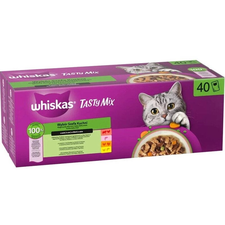Храна Мокра за Котки whiskas Вкусен Микс Селекция на Готвача в Сос Котки 40x 85g
