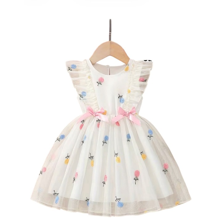 Rochie fetite florala alba, 105-110 cm, varsta 5 ani