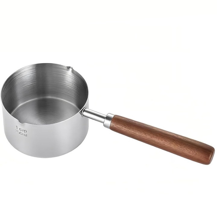 Ibric din inox, 250ml, design clasic, argintiu, pentru aragaz si inductie