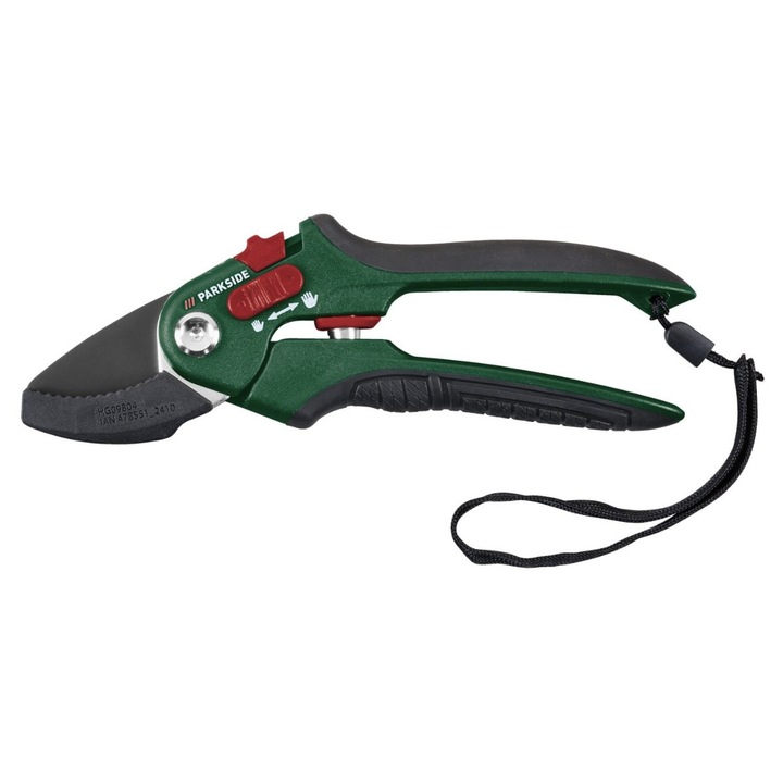 Parkside üllő típusú kerti metszőolló, precíz vágás, ötvözött acél penge, 10 mm, ergonomikus nyél