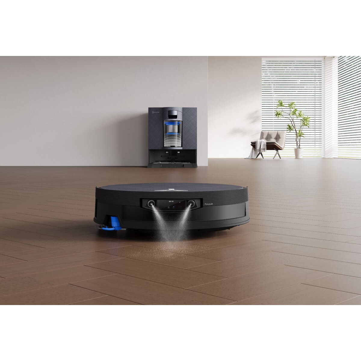Aspirator Robot Ecovacs DEEBOT X12 OMNICYCLONE 22000Pa TruEdge 3.0 FocusJet OZMO Roller 3.0 Negru