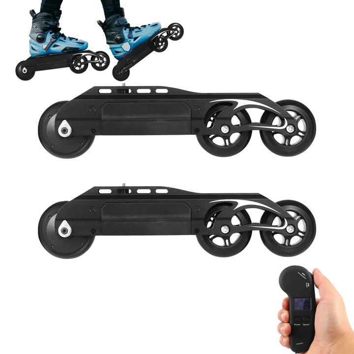 Patine cu rotile electrice, Kit de conversie, Telecomanda, Cu doua motoare, Baterie integrata, Compatibil cu pantofi standard