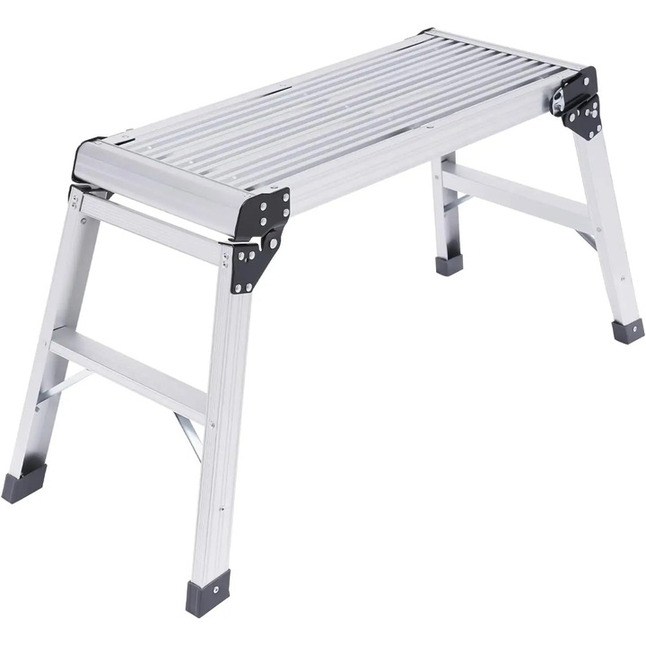 Platforma de lucru din aluminiu, banca pliabila, 76 x 30 cm, capacitate 150 kg, pentru casa, birou, atelier, garaj, argintiu