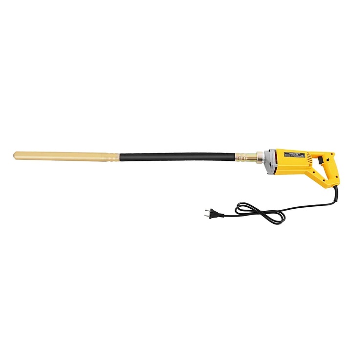 Betonvibrátor, Kézi elektromos, 800 W, 220 V, 4500 ford./perc, Frekvencia 5600 ford./perc, Vibrációs tartomány 25–50 mm, Sárga