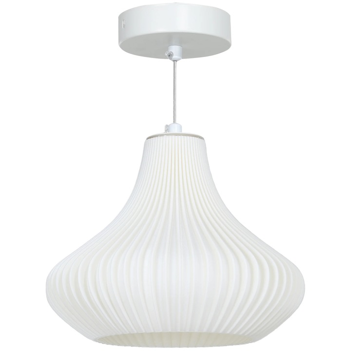 Lampa suspendata moderna, pendul, Abajur imprimat 3D, Nedimabila, ABS, Tensiune 90–260 V AC, Dimensiuni 22×22×18 cm, Alb