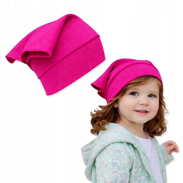 Caciula beanie pentru fetite, Dartomik, 50-54 cm, 100% bumbac, roz, 1-3 ani