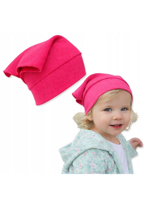 Caciula beanie pentru fetite, Dartomik, 0-6 luni, 100% bumbac, roz, dimensiune 32x24cm