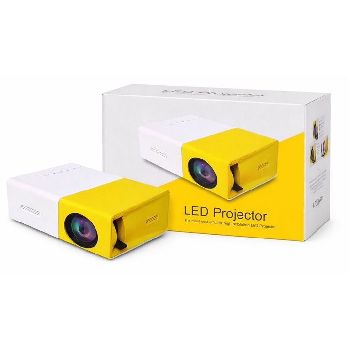 Hordozható LED projektor, nagy HD kép, ideális otthoni vagy kerti filmezéshez, könnyen használható