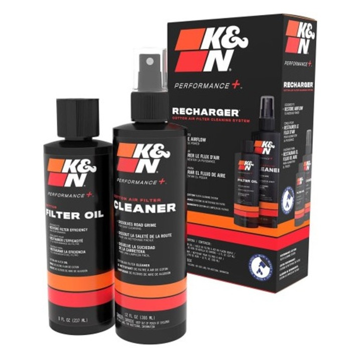 K&N légszűrő karbantartó készlet, zsírtalanító és kék olaj, 355ml+237ml