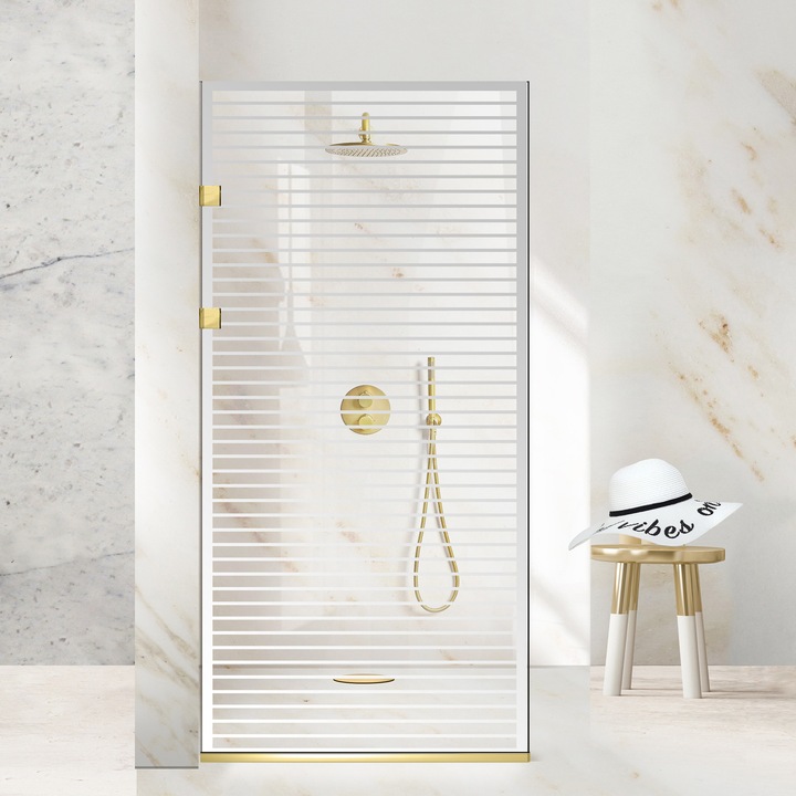 Aqua Elegance Gold 60x190 cm zuhanyfal, incolor Moris modell, víztiszta biztonsági üveg