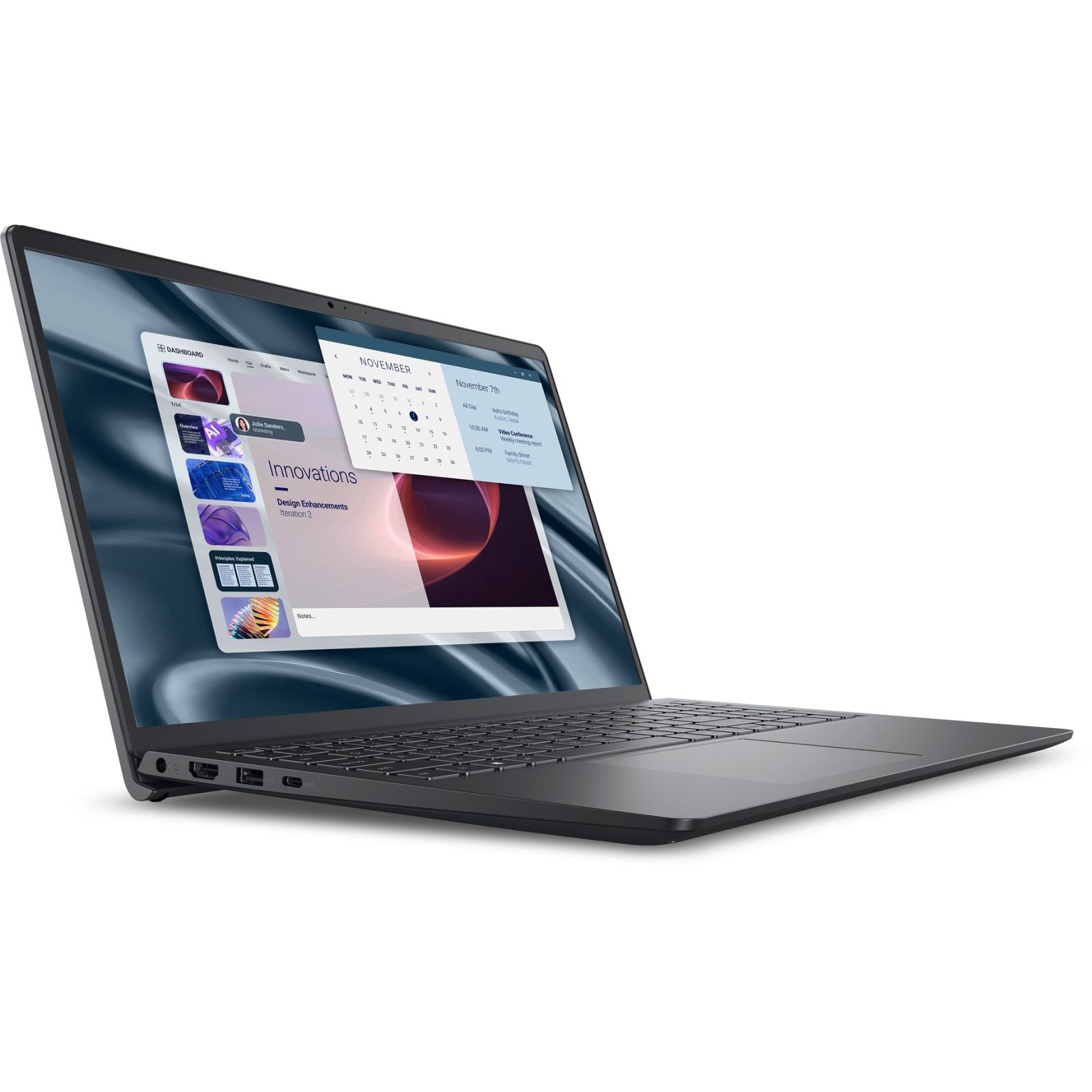 Laptop DELL, 15.6" Full HD, AMD Ryzen™ 5 7520U pana la 4.3 GHz, 8 GB RAM LPDDR5, 512 GB SSD, AMD Radeon, Windows 11 Pro, Carbon Black 512 GB