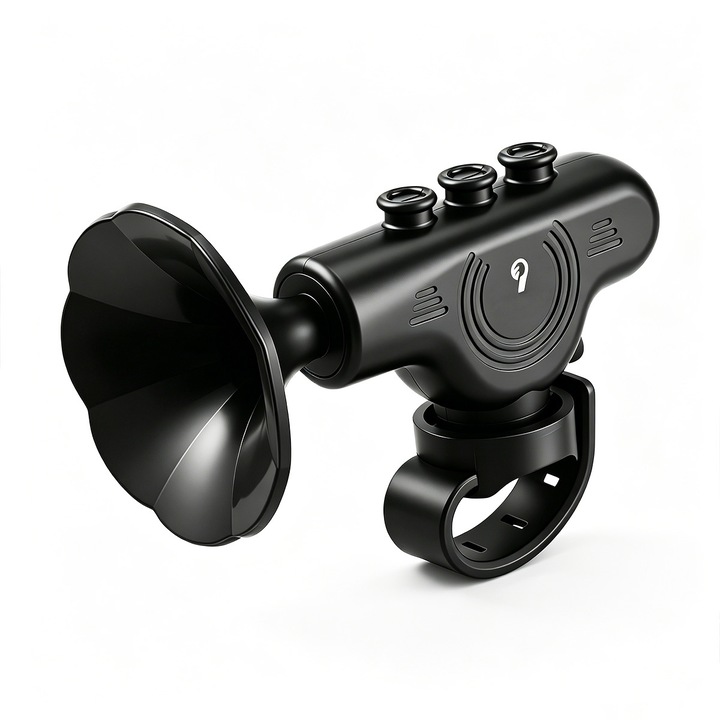 Claxon Electric Bicicleta, 120dB, 5 Moduri de Sunet, Reincarcabil USB, Usor de Instalat, Claxon Siguranta pentru Ciclisti, Negru
