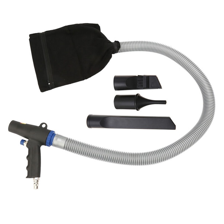 Pistol de suflare/aspirare cu aer comprimat, VD-602, material ABS si aliaj de aluminiu, 90 MPa, set cu 3 duze, 516g