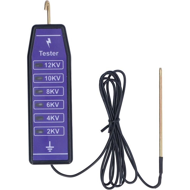 Elektromos kerítés teszter, 6 LED, hordozható, vízálló, 2.000-12.000V, 15.5x4x1.5cm