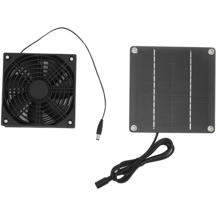 Monokristályos napelem ventilátor készlet, 2200 ford./perc elszívás védőburkolattal üvegházhoz