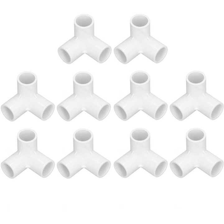 10 db PVC T-idom készlet, belső átmérő 20mm, fehér