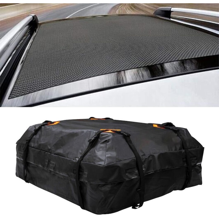 Geanta de transport impermeabila pentru acoperis, 425L, neagra, dimensiuni 43x50 inci, set complet cu pad anti-alunecare