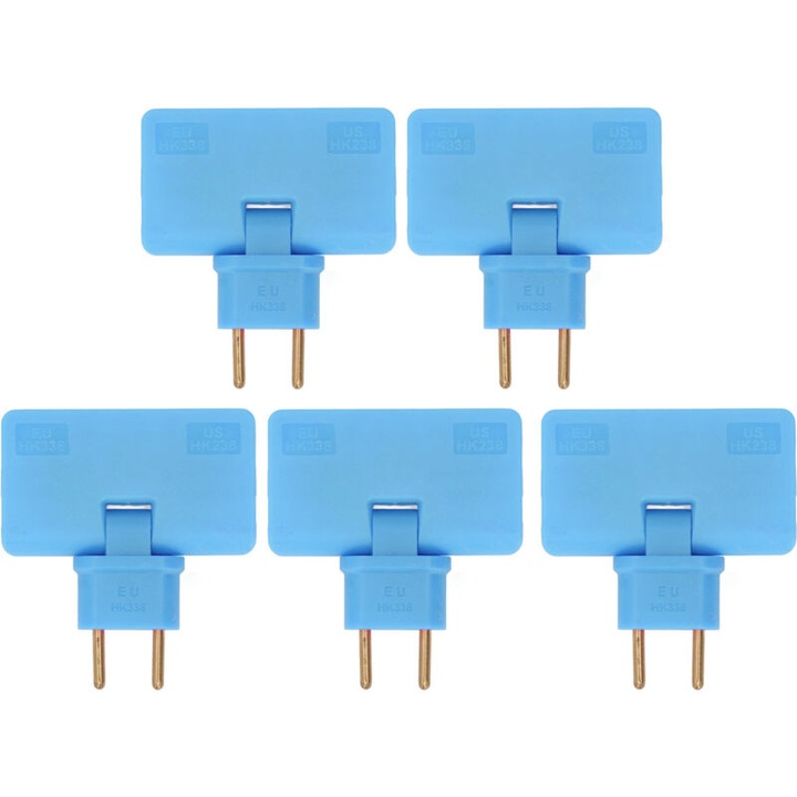 Set 5 adaptoare EU wireless, 1 la 3, rotire 180°, 110-250V, albastru