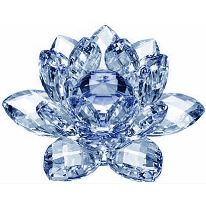 Floare de cristal, 80mm, alb, galben, albastru, set decorativ