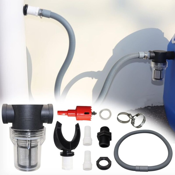 Sistem de colectare a apei pluviale pentru tevi circulare, kit de instalare rapida, 70-100 mm, 1 m, pentru jgheaburi
