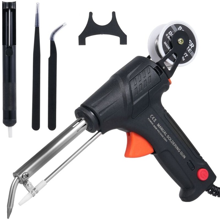 Set pistol de lipit 60W, automat, alb, 205x150x42mm
