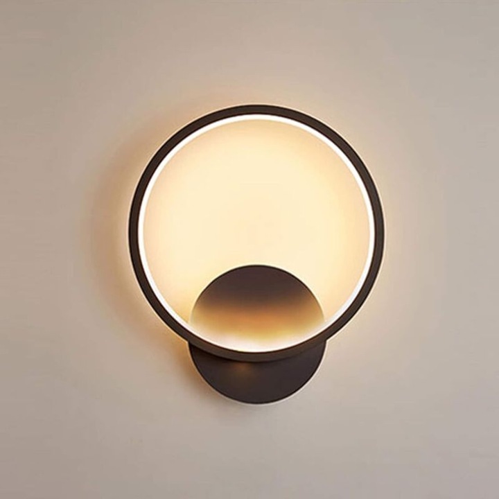 Aplica de perete, LED, neagra, 225x190x55mm, 13W, 1100LM, 3000K, set de iluminat interior