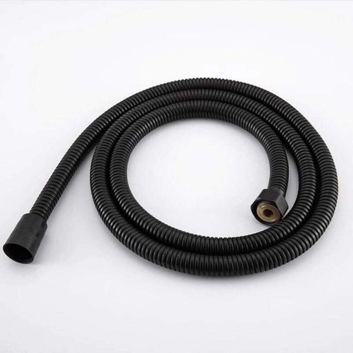 Hose de dus din otel inoxidabil negru, 1.5 m, rezistent la presiune, flexibil