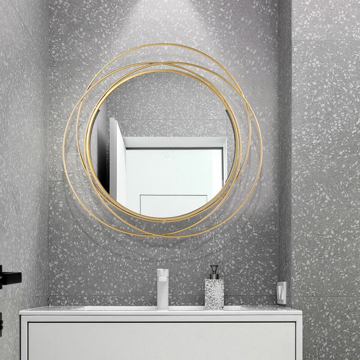 Kerek kovácsoltvas fali tükör, kifinomult design, nappaliba, hálószobába vagy irodába