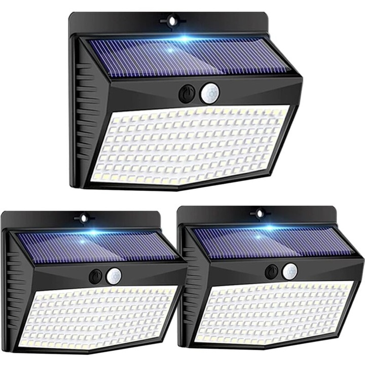 Външни соларни лампи, 138 LED, 3 режима, водоустойчиви IP65, комплект от 3