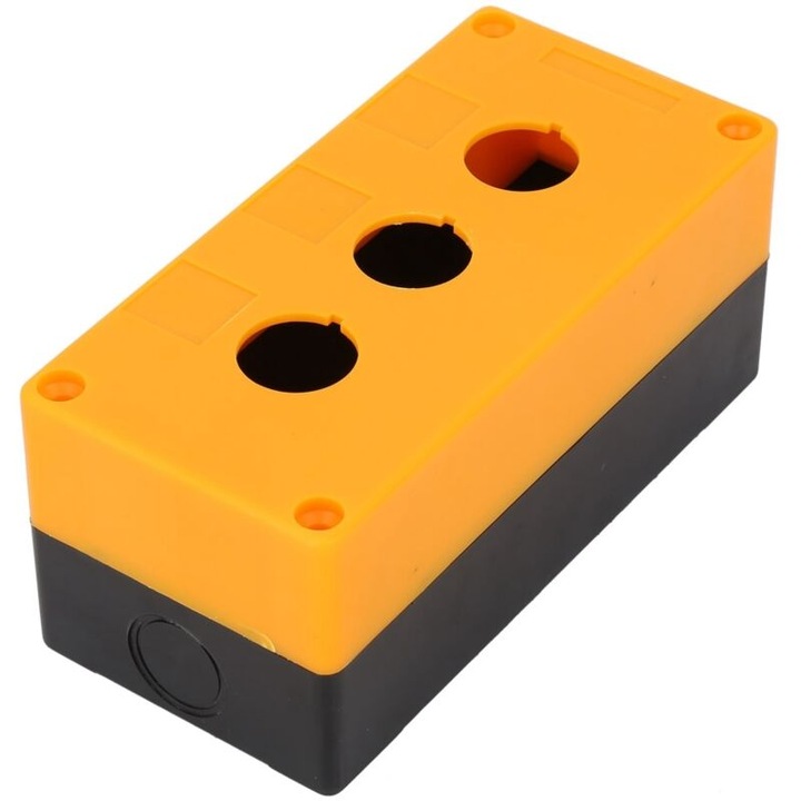 Carcasa de protectie galbena, 22mm, rezistenta la intemperii pentru comutatoare cu 3 gauri