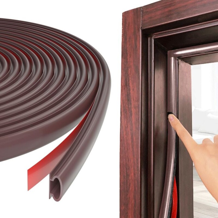 Banda de etansare autoadeziva din cauciuc, 6m, pentru usi si feronerie, dimensiuni 2.5x6mm, protectie impotriva vantului si zgomotului