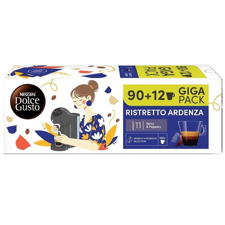 Комплект кафе капсули, NESCAFÉ® Dolce Gusto® Ristretto Ardenza, Promo pack 90+12, 102 напитки, 663 g
