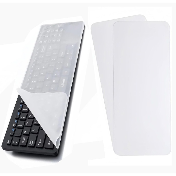 2 db átlátszó szilikon laptop billentyűzetvédő fólia készlet, 13.5x36.5cm, újrafelhasználható