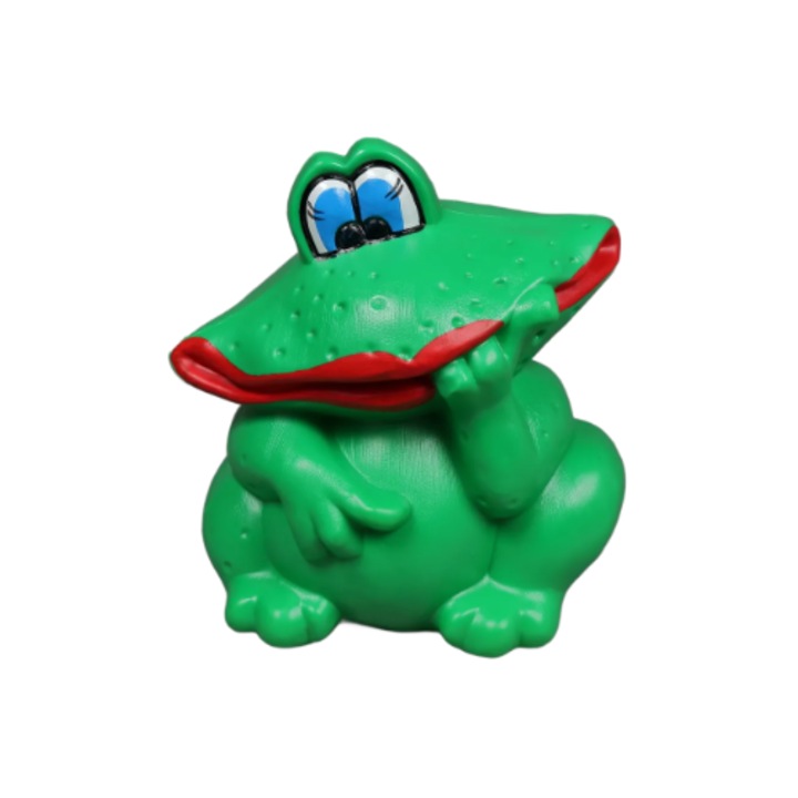 Figurina Decorativa de Gradina Broscuta Vesela, Ornament Exterior/Interior, Plastic Rezistent la Intemperii, Verde, 27 x 25 cm